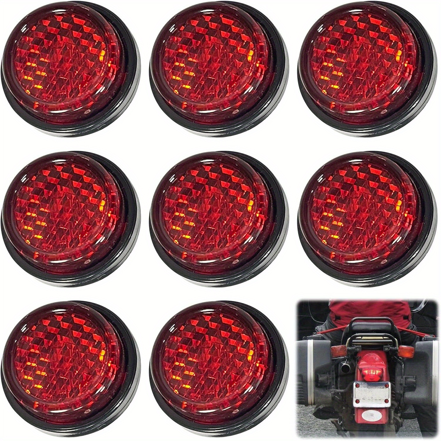 8 stück motorrad kennzeichen reflektierende aufkleber - hochwertige klebefolie, 24mm runde rote verkehrskegel sichtbarkeit, für motorräder, autos, lkw, fahrrad, garagentor, parkplatz - diebstahlschutz dekoration, fahrzeug-sicherheitszubehör, lebendiges sicherheitsmaterial 0