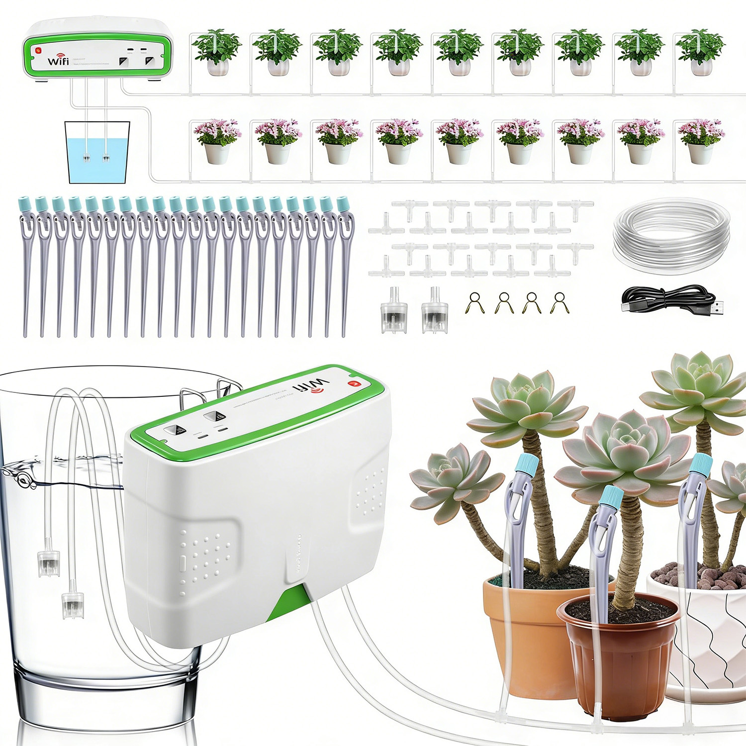 Drip Irrigation Set, Self-watering System For Houseplants, Plant Drip Irrigation Tool For 20 Potted Plants
