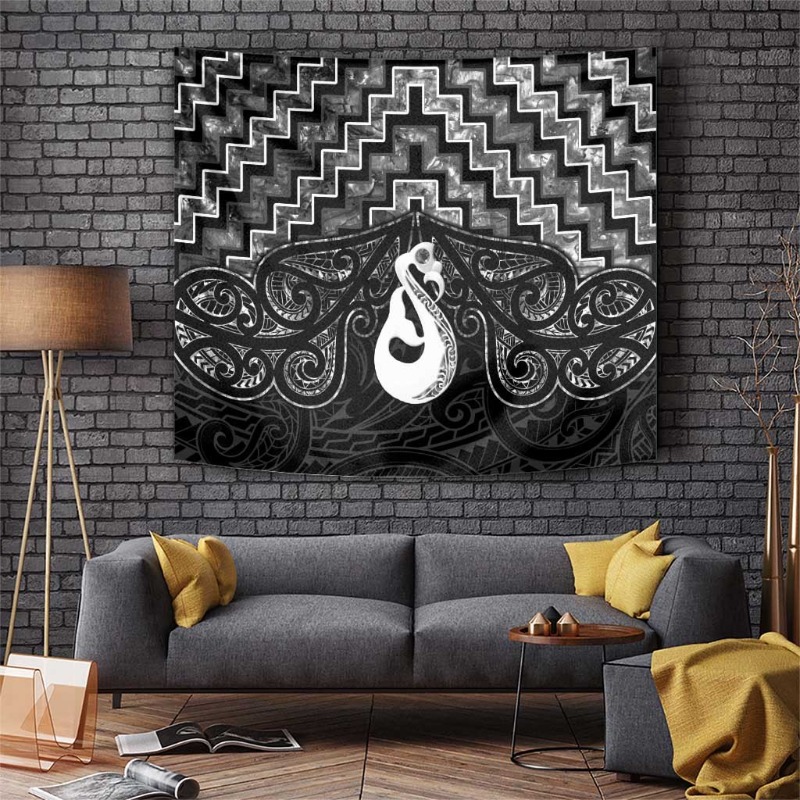 TEMU 1pc New Zealand Maori Tapestry Poutama Black Paua Shell Lt05(3x5ft)