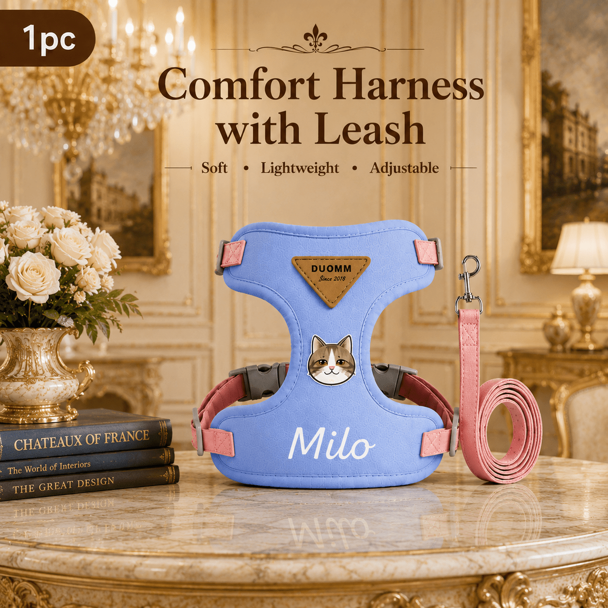 Custom Name Pet Leash for Cats and Dogs