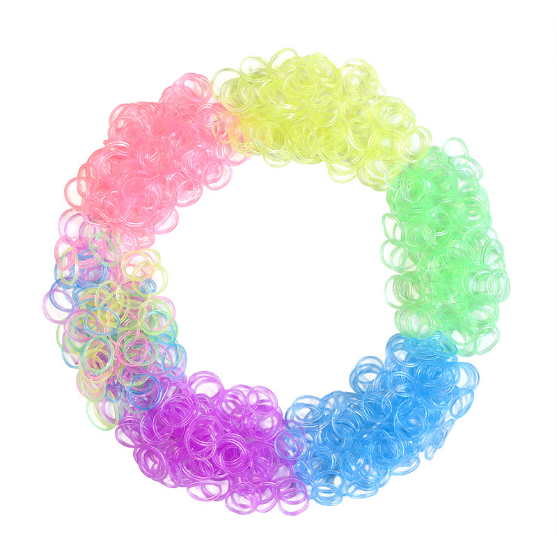 600pcs Colorful Loom Band Set DIY Bracelet Hair Ties Craft Kit,  Transparent Colored Rubber Band Rainbow Circle Bracelet, DIY Necklace,  Perfect Gif