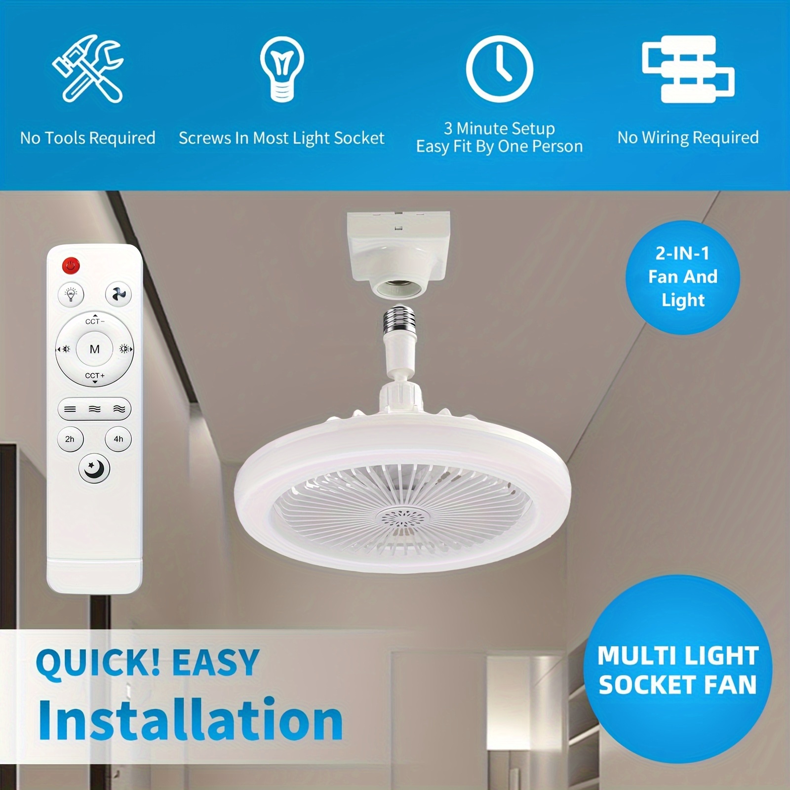26cm modern fan light with remote - enclosed low , , strong swimming-like wind, 3-speed fan & dimmable led lighting (white/warm/cool daylight), timer function, e26/e27 base - hardwired for bathroom, bedroom, kitchen - voltage 85-265v, bedroom cooling, contemporary fixture, motor, interior designers Product details 0