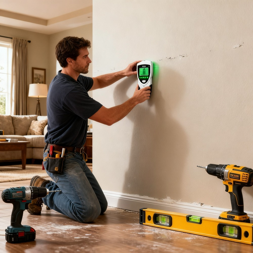 5in 1 Stud Detector with Intelligent Microprocessor Chip and HD LCD Display, Stud Sensor Beam Finders for the Center and Edge of Wood AC Wire Metal Studs Joist Pipe