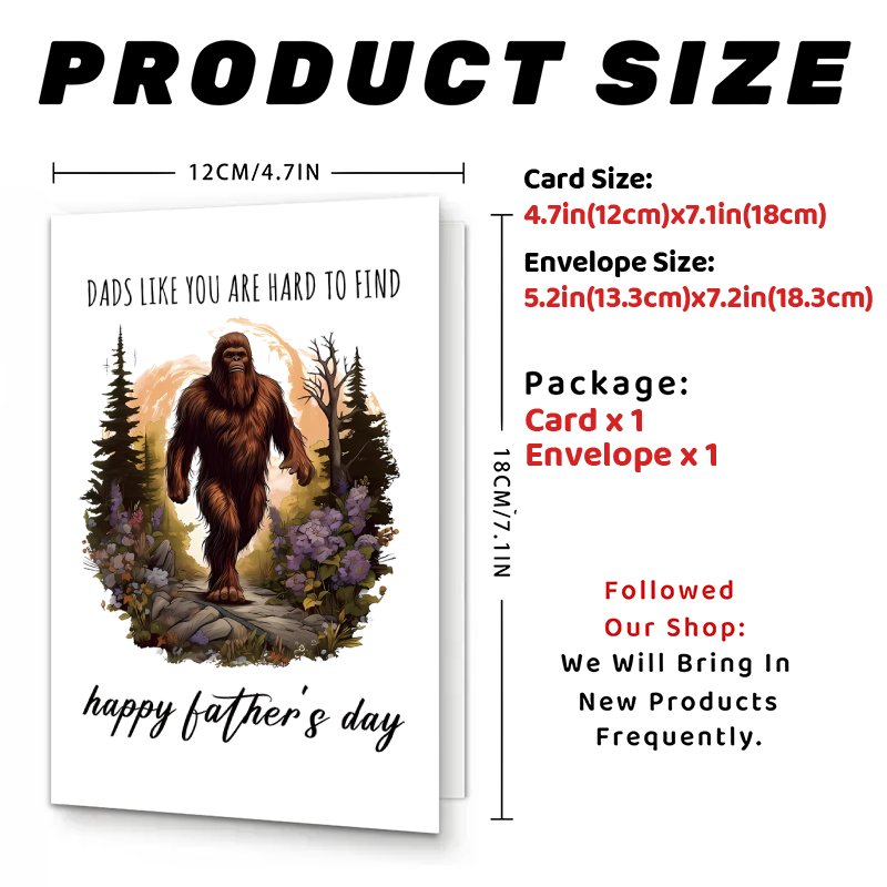 TEMU 1pc Dad Card - Sasquatch-themed Father's Day Greeting With Envelope, Unique Design For Stepdad, Grandfather, Or Daddy - Funny Gift For Party