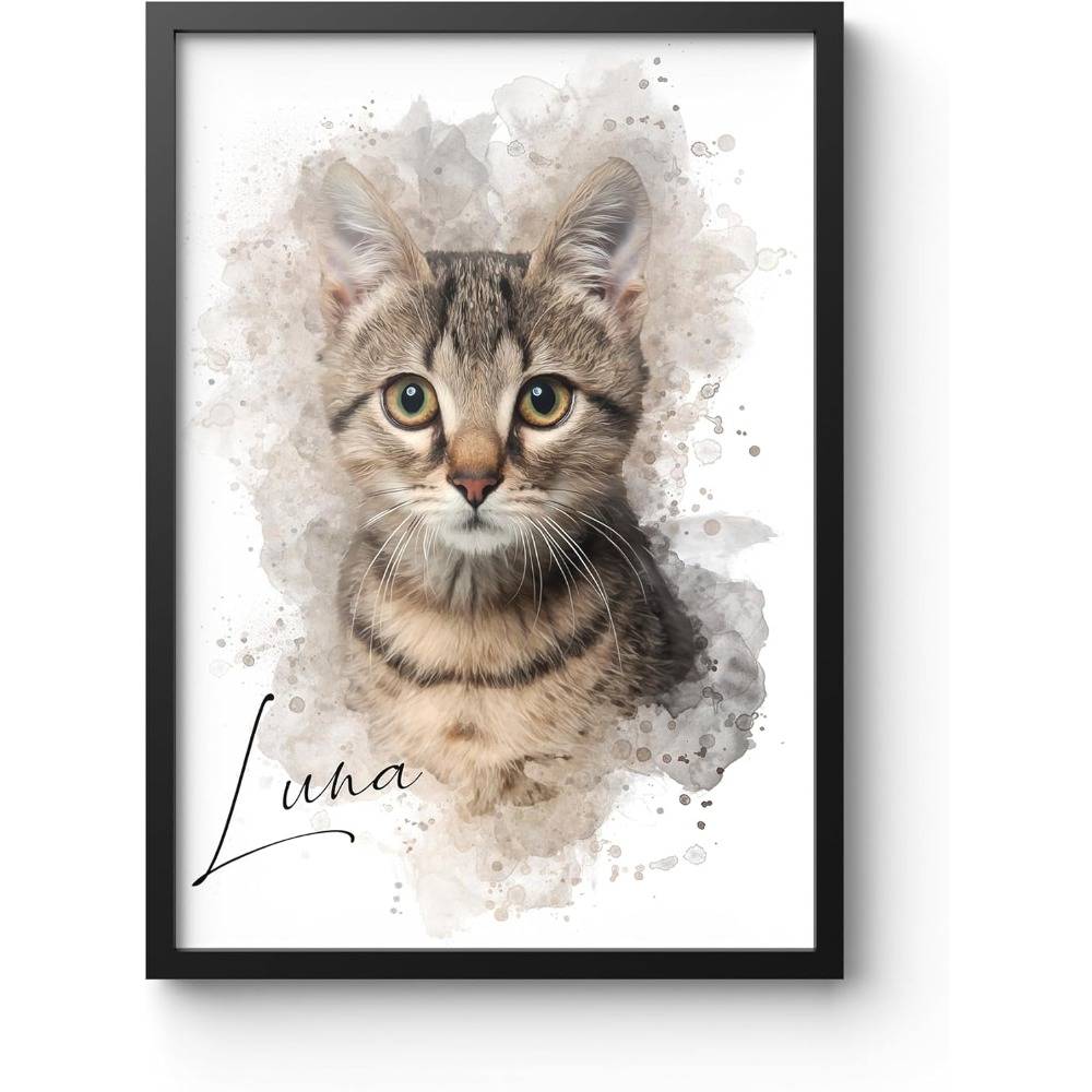 E-shop 2D Flach, 2D Flach, Personalisiertes Poster 2D Flach Ungerahmt, Benutzerdefiniertes Tier Aquarell Porträt/Hund, Katze, Pferd, Etc./Als Poster,