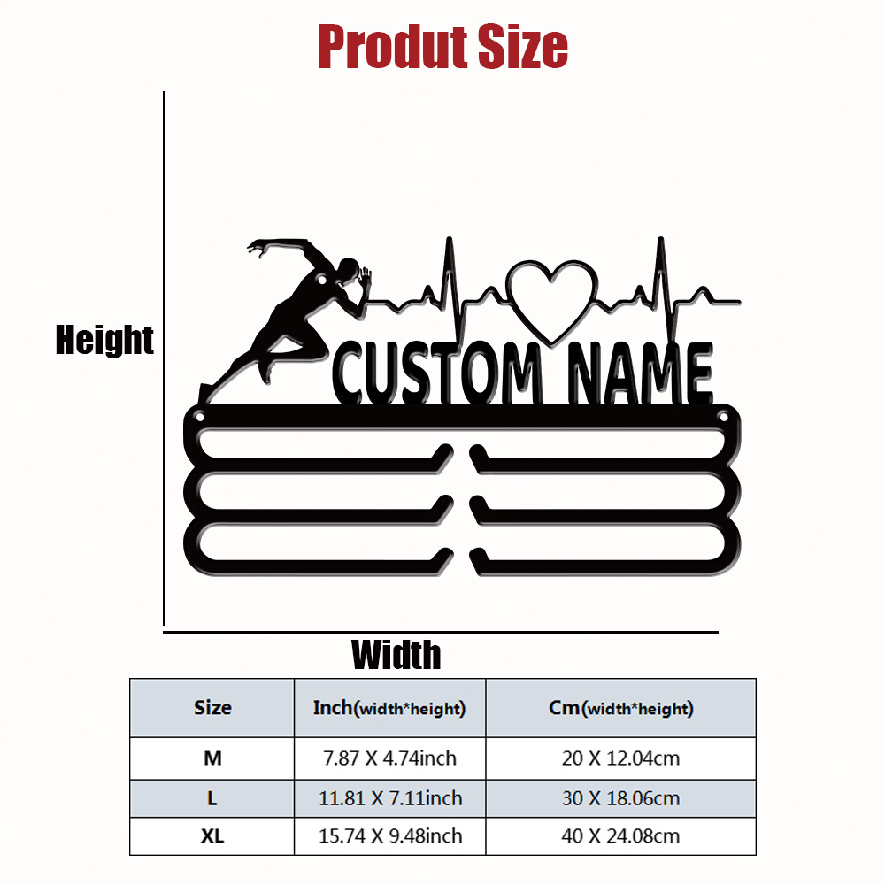 TEMU Fashionable Sport Silhouette Custom Medal Hanger, Heart Rate And Heartbeat Wall Art, Property Sign, As Valentines Gift New Year Gift Gift, For