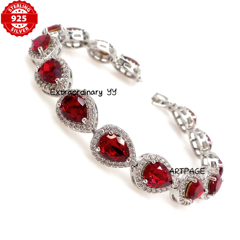 TEMU 925 Silvery Moissanite Water Drop Bracelet, , Bridesmaid Bracelet, Bridal Wedding Bracelet. High-quality Handmade, Suitable For Daily Wear,