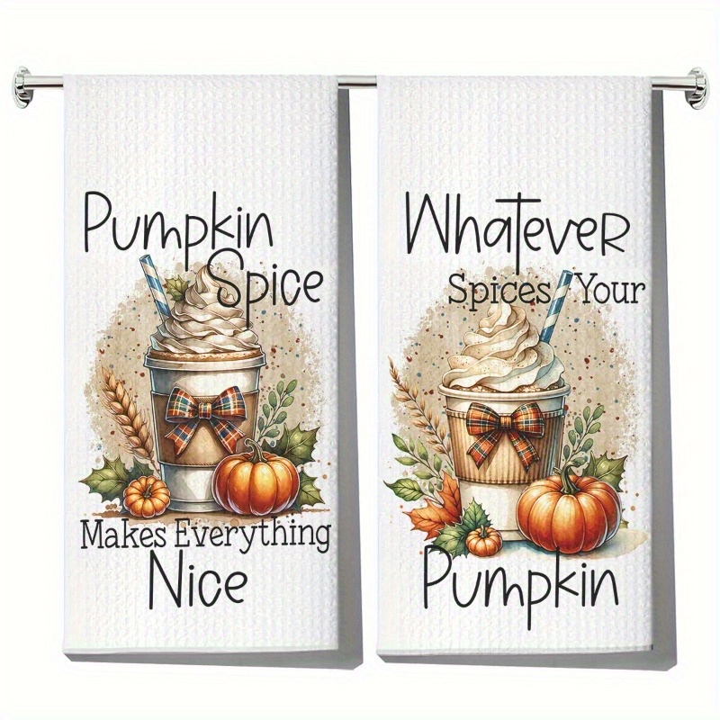 TEMU 2pcs 18*26 Inches, Kitchen Towels, Absorbent And Soft Towels With Autumn Pumpkin Pattern, Autumn Theme Decoration, Quick-drying Dishcloths,