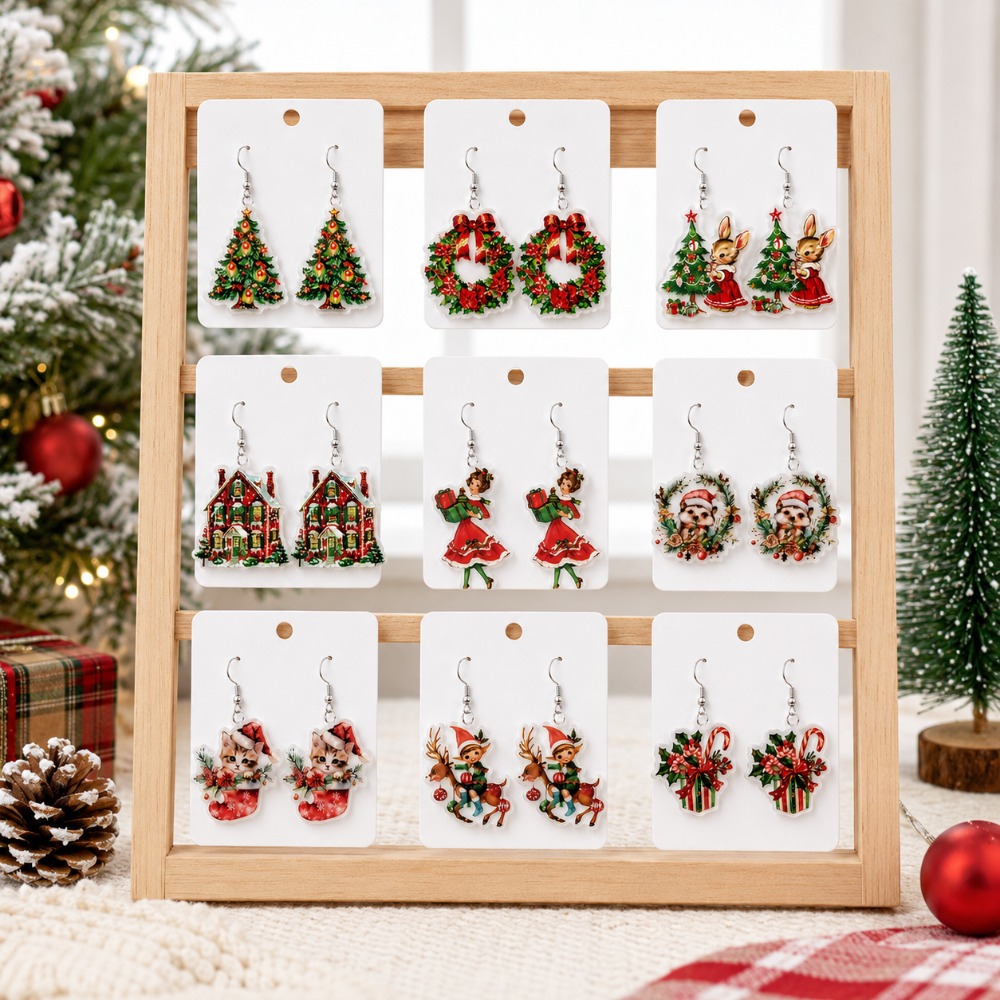 18pcs Women's Christmas Earring Set, Cute Holiday Accessories