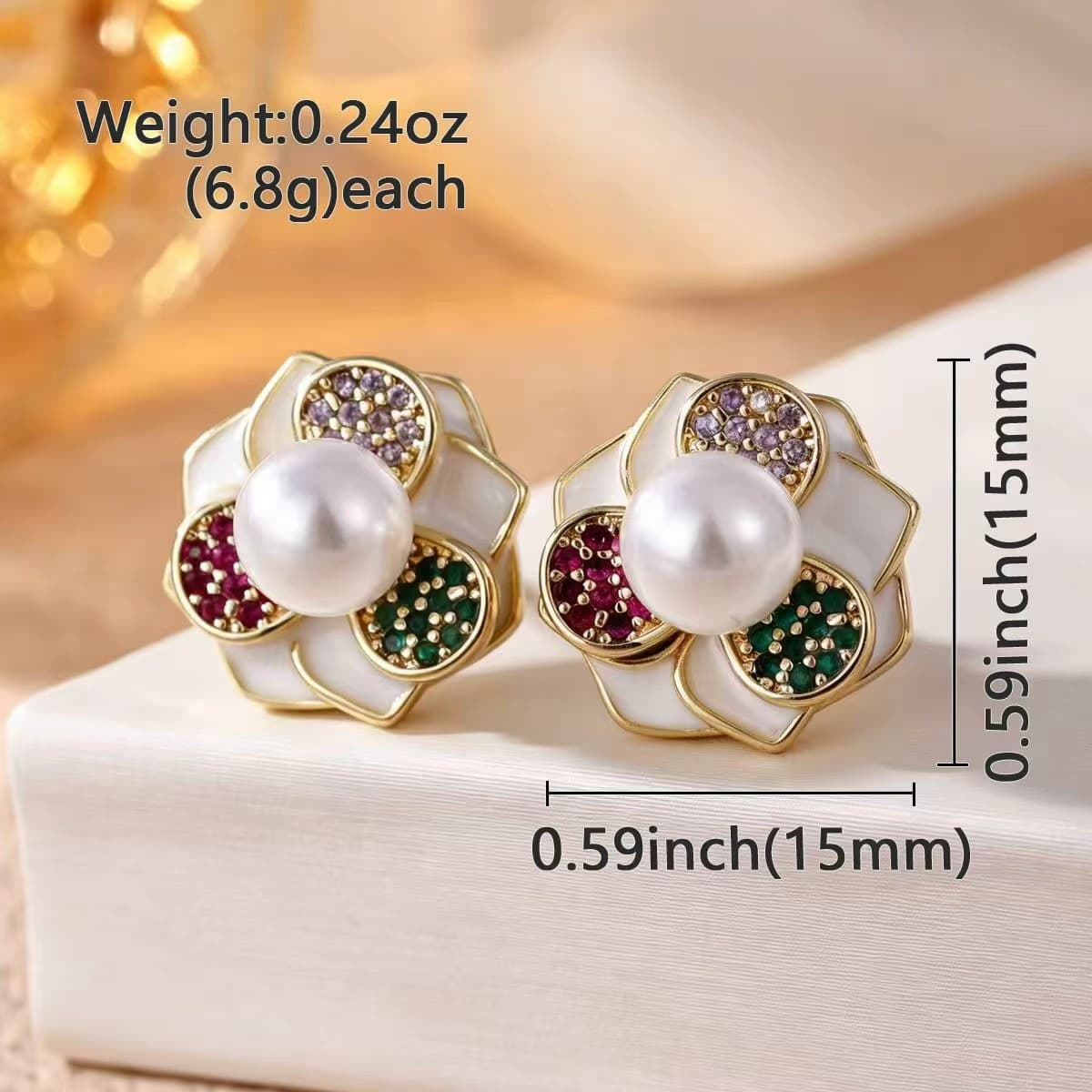 Women's Elegant Floral Zircon Stud Earrings