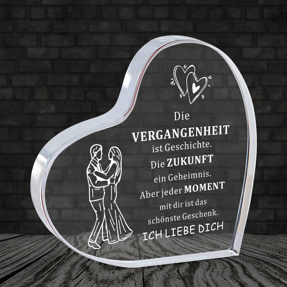 E-shop [2D Flach] 1 Stück Deutsches Valentinstag Herzförmiges Acrylplakat mit Romantischem Deutschem Zitat, Perfektes Geschenk Für Sie/Ihn - Ideal Für
