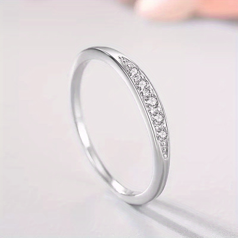 TEMU 1pc S925 Silvery Engagement Wedding Ring Simple Plain Ring Design Women Fashion Gift Wedding Anniversary Valentine's Day Birthday Women Jewelry
