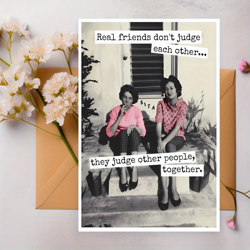 TEMU Funny Sarcastic Vintage Photo Birthday Card For Best Friend With Retro Photo Insert - Humorous Message For Friendship Day, Anniversary, Birthday