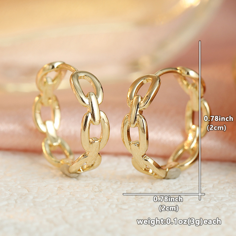 Golden Color Smooth Chain Women's Ear Ring Link Design