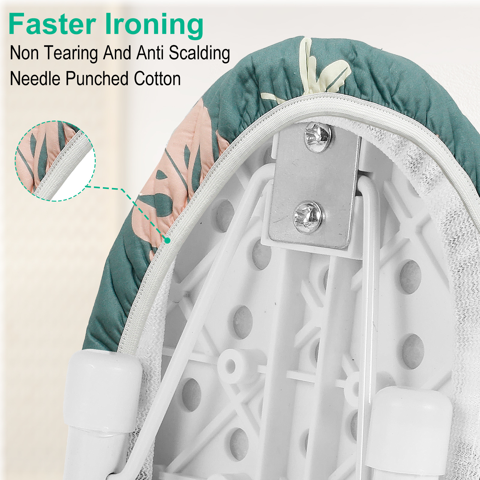 ironing board cover and pad 57 8 18 8in ironing board cover with elastic edges   resistant ironing board cover set with ironing mat 4 fasteners printed pattern   for dorm home ironing board protective cover printed ironing board details 2