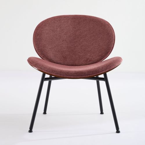 Mid-Century Modern Shell Chair - Single Side Accent Lounge Chair with Wide Walnut Wood Finish Shell & PU, Curved Wide Suitable for /Outdoor Use - Easy-Clean Cover, Assembly Required (for,, Bedroom)