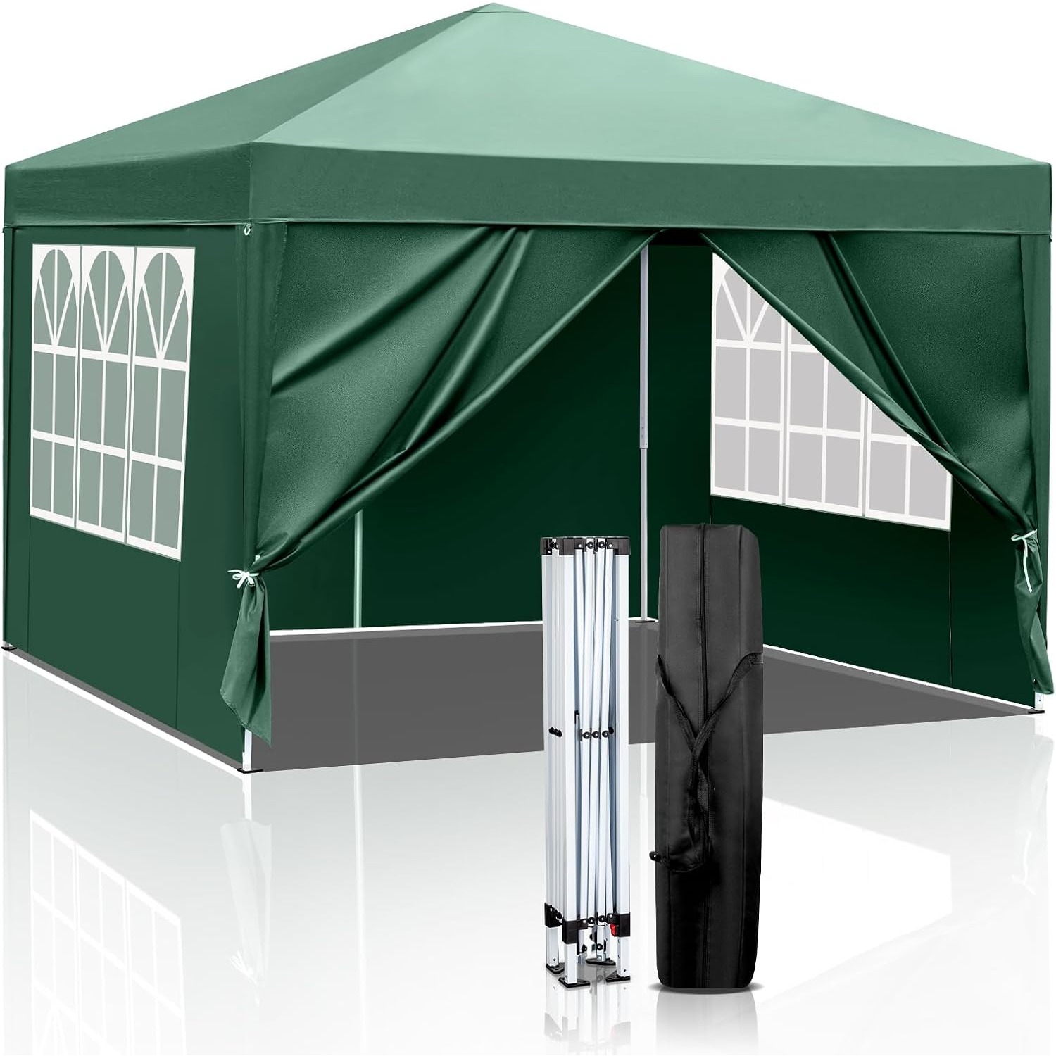 2.2m X 2.2m Inflatable Gazebo With , Metal Frame Sun Shade Tent, Suitable For Outdoor Garden Parties, With Windows And Carry Bag, Blue