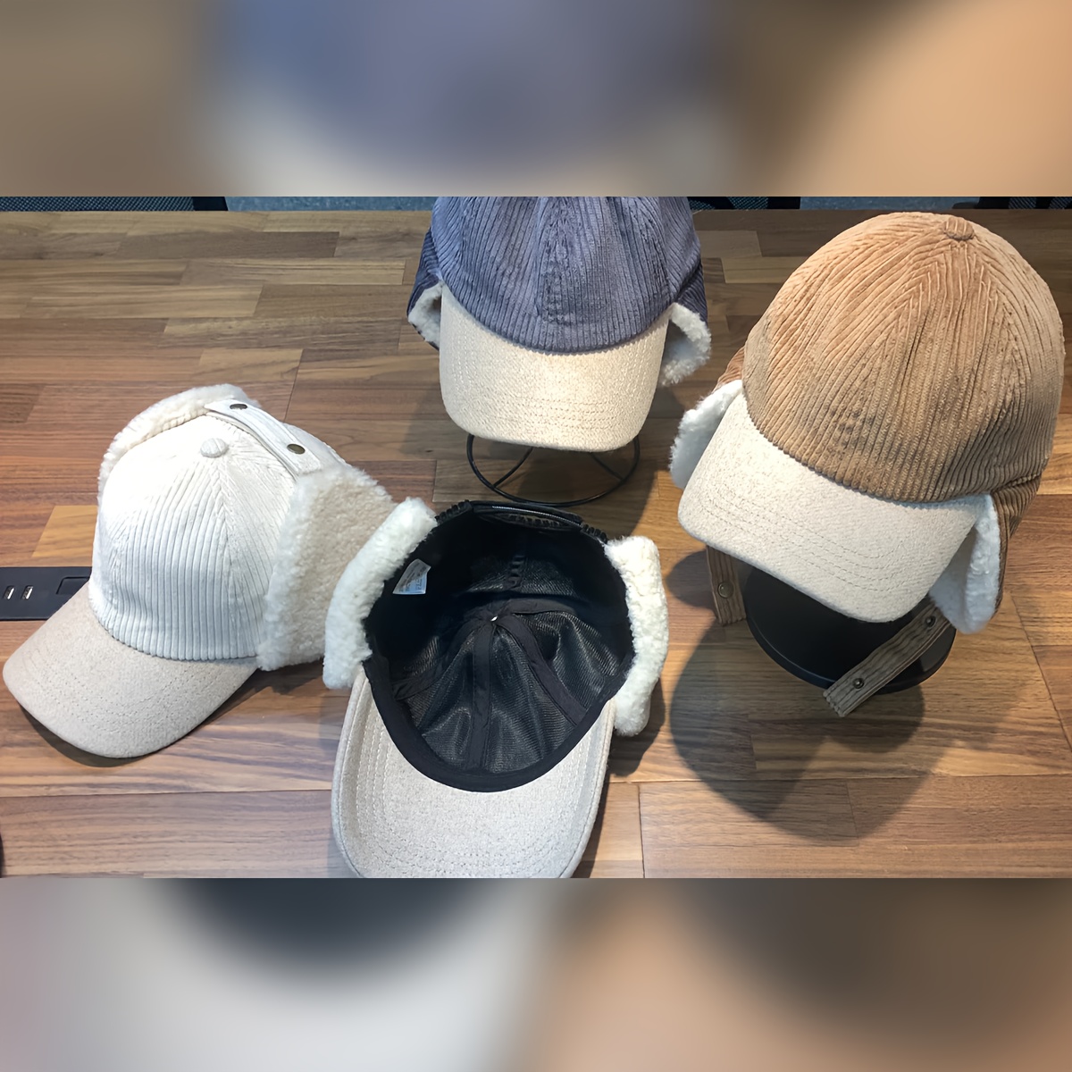 Unisex Winter Warm Plush Baseball Cap with Detachable Ear Flaps