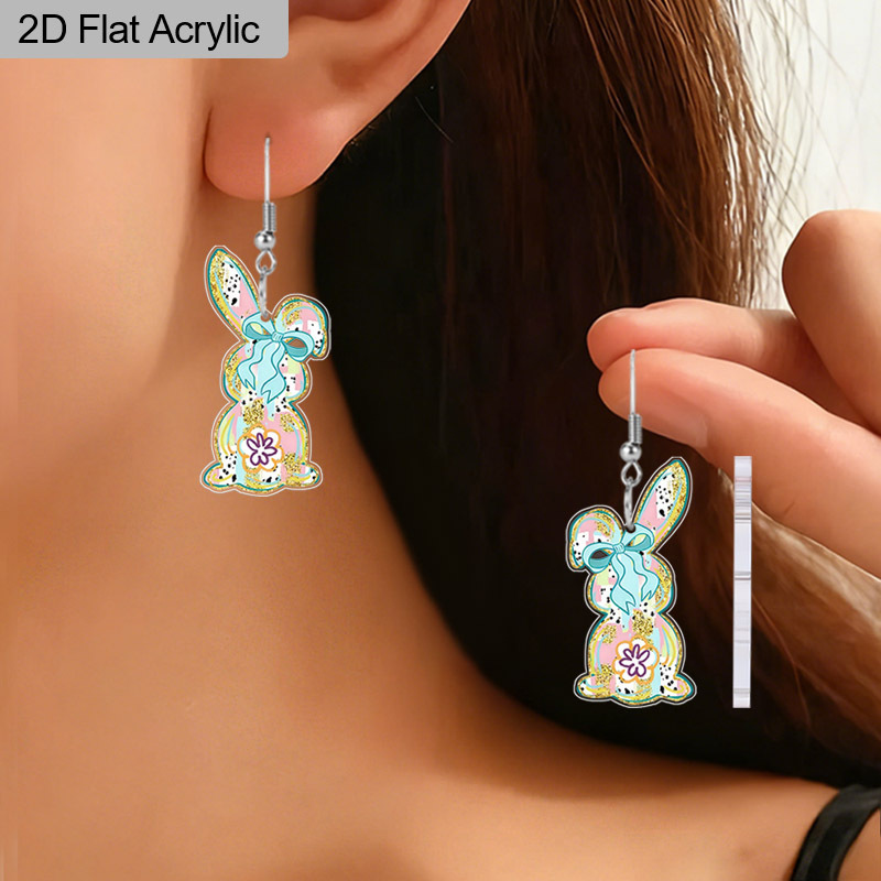 Bunny Bow Lightweight Acrylic Earrings, Easter Party Accessories