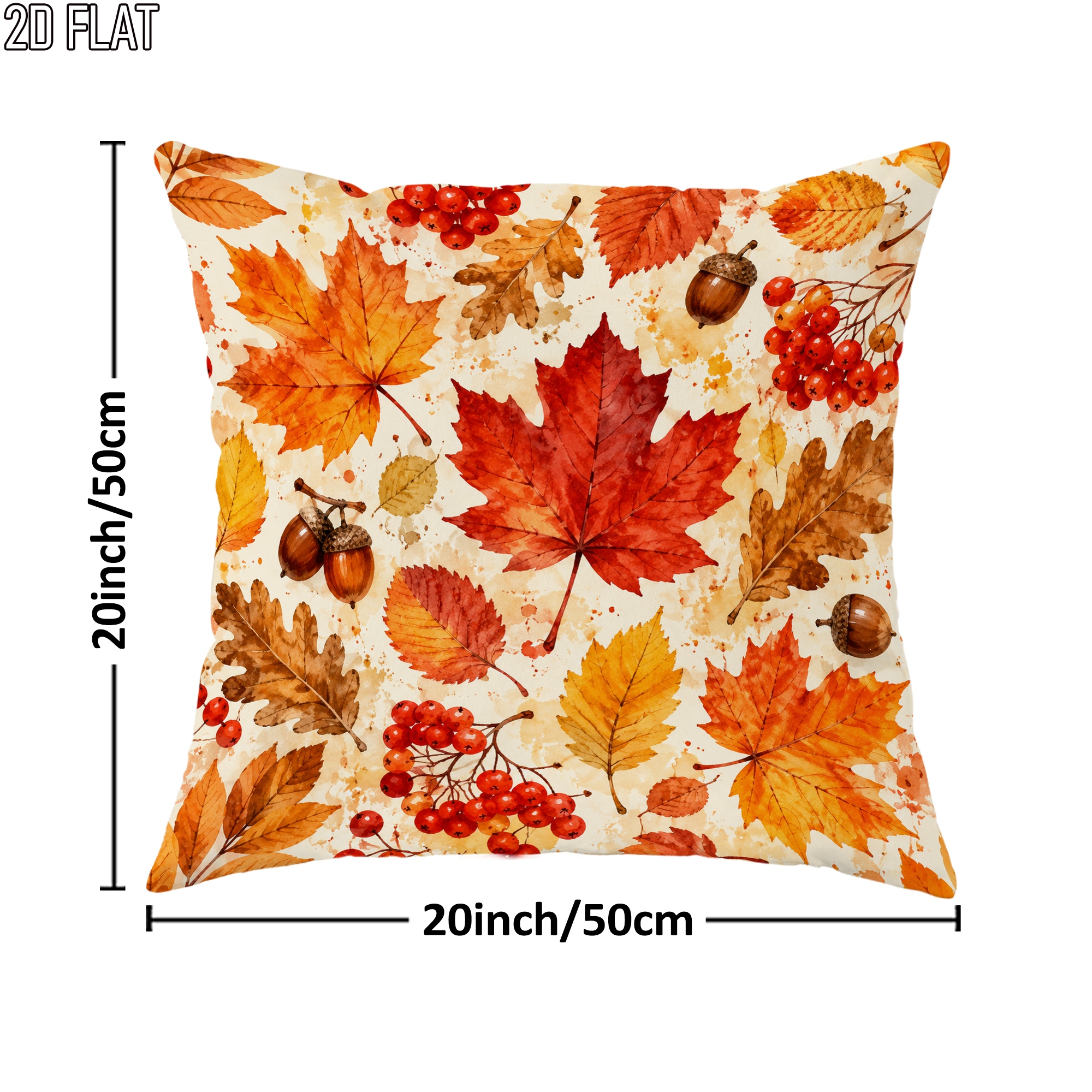 TEMU 2d Flat 1pc Fall Autumn Natural Maple Leaf Throw Pillow Covers Orange Pillowcases 1 Sided Printing Without Pillow Inserts Sofa Bed Decor For