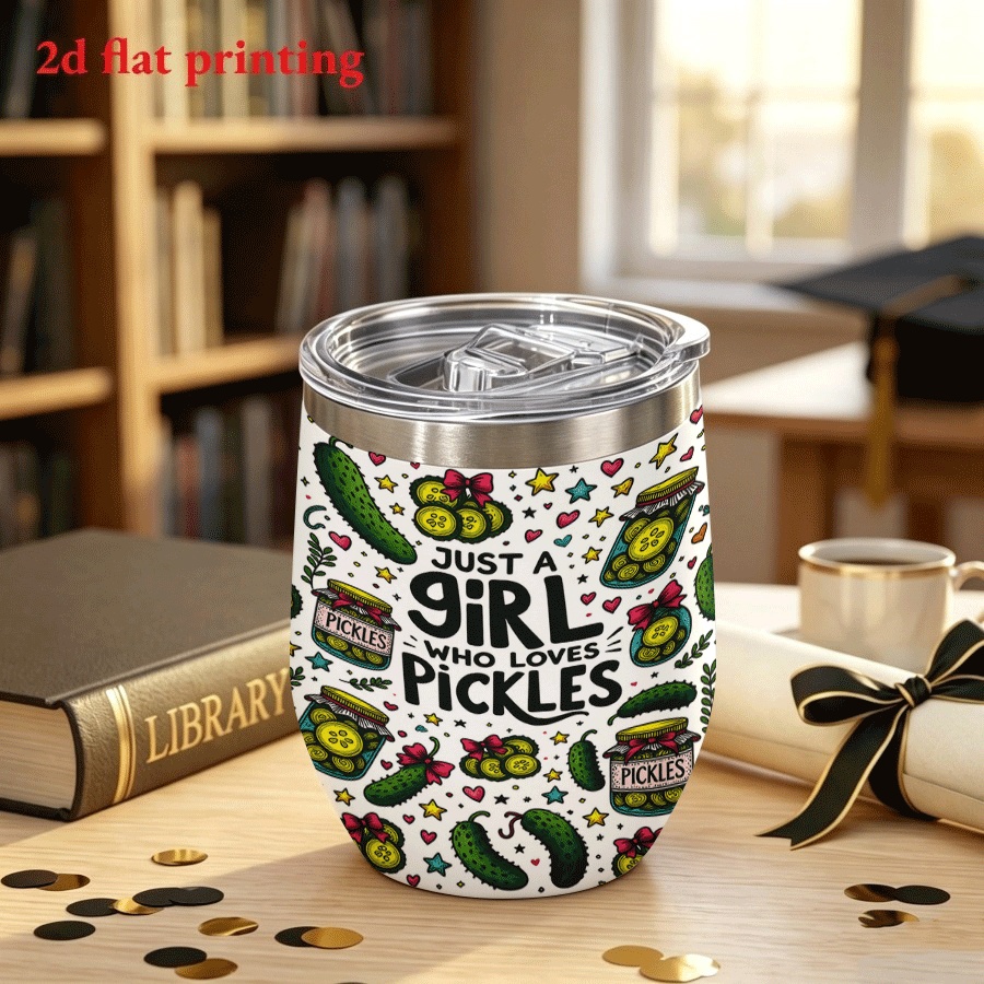 TEMU Tasse isotherme à motif 2D 1 pièce 12 oz avec couvercle coulissant à poussoir, gobelet de voyage en acier inoxydable, motif répétitif avec des