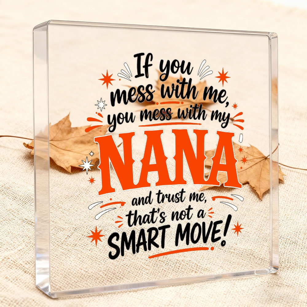 TEMU Holiday Statue Decorations For Funny Quote Acrylic Plaque, Orange Black Square Desk Decor, Home Office Shelf Sign, Mother's Day Gift For ,