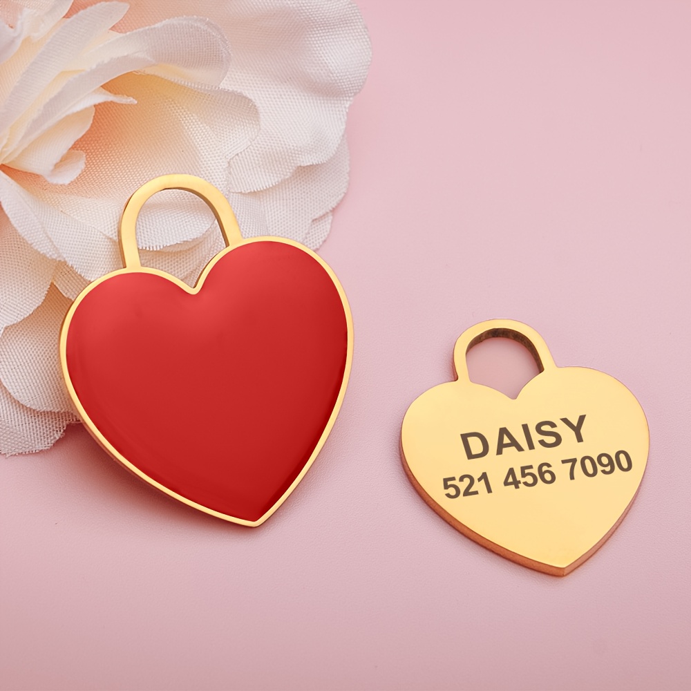 TEMU 1pc Personalized Pet Tag - Free Customization Of Personalized Name, Phone Number, Etc. Id Tag, Macaron Color Heart-shaped Bone Shape, Dog Tag