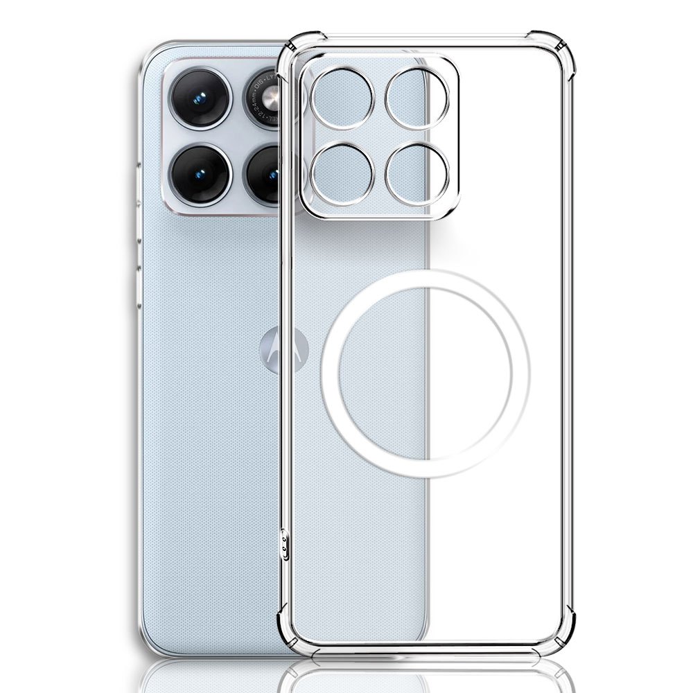 TEMU Phone Case - Transparent Magnetic Protective Case For Moto Edge 70 Fusion/edge 70 70fusion, Four-corner Anti-drop Phone Case, Full Coverage Lens