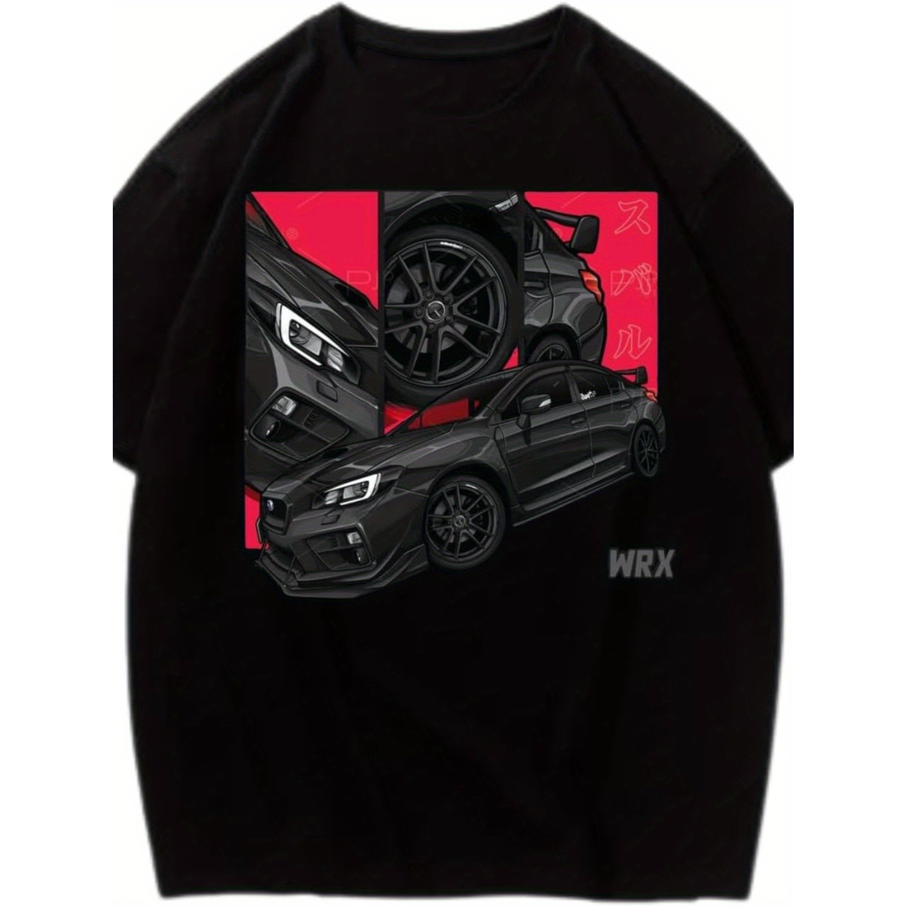 

1pc Wrx Performance Car Print T-shirt, Men's Cotton Crew Neck Tee, Short Sleeve Graphic Shirt, High Stretch Knit Fabric, Digital Heat Transfer Urban Streetwear