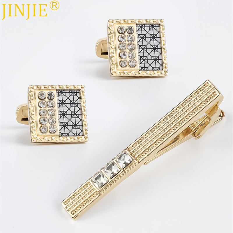 TEMU Father's Day Gift Pattern Accessories Cufflinks Tie Clip Set Men's Tie Clip Cufflinks Accessories