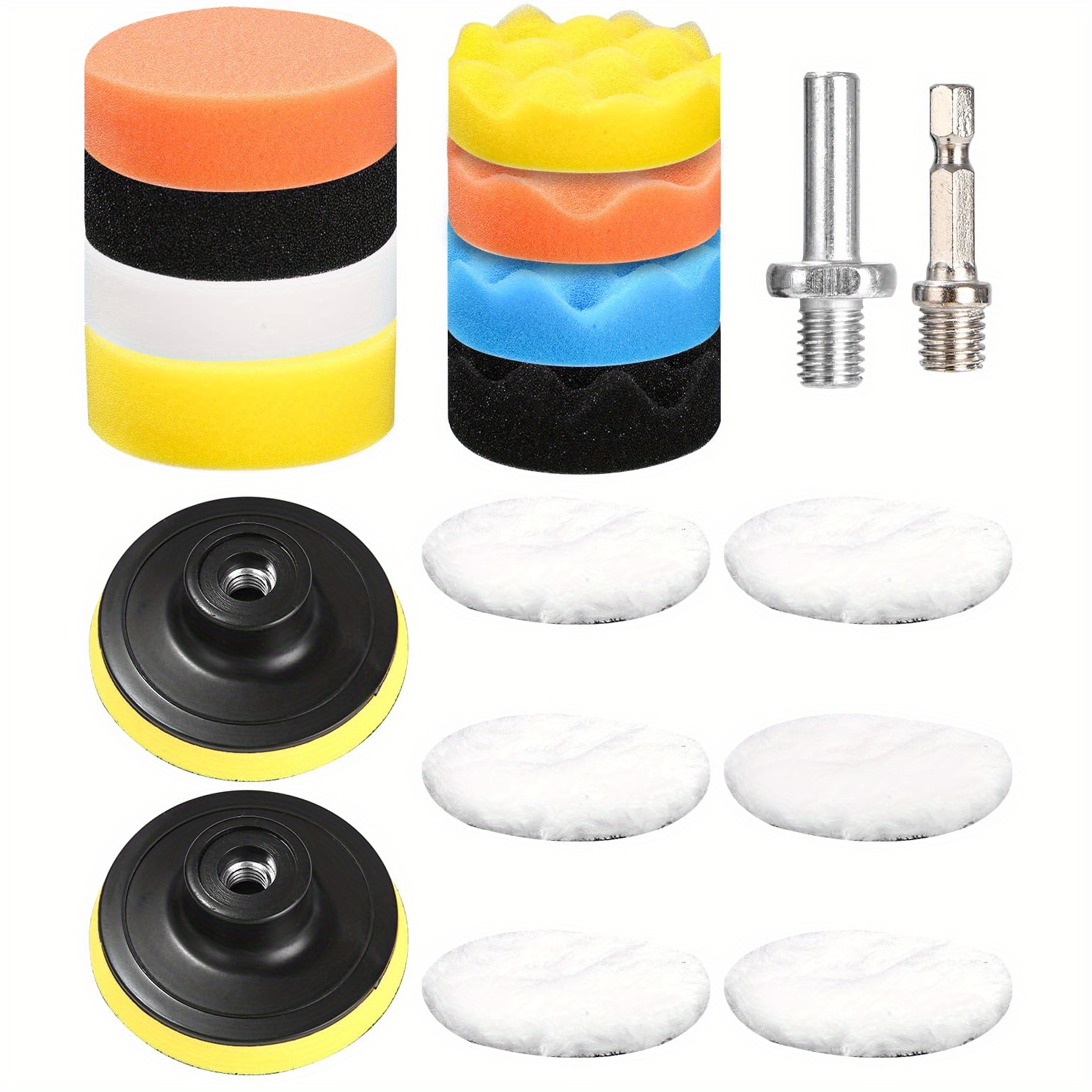 

18pcs 80mm Polishing Sponges Set, Car Polishing Pads With Screwdriver And Drill Bits, Cordless Power Tool Compatible, Waxing And Grinding Kit