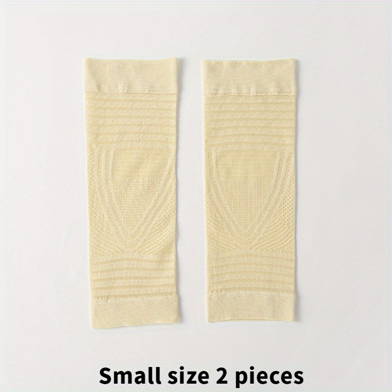 Image of 2 Breathable Sports Knee Compression Sleeves, Lightweight Elastic Woven Fabric, Hand Washable, No Charging- Gray And Beige