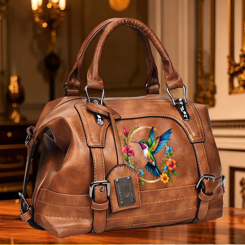 TEMU 1pc Hummingbird And Flower Print Shoulder Bag, Crossbody Bag, Handbag, Travel Storage Bag, Carry Bag Suitable For And Daily Outing, Portable