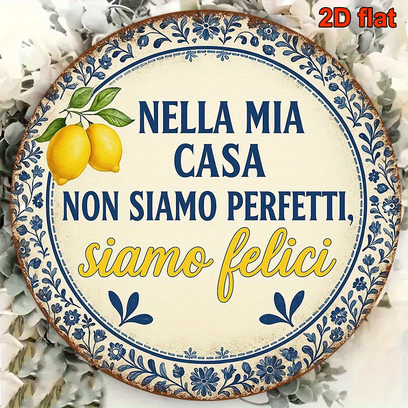 TEMU 2d Flat, 1pc Italian Wall Decor - Vintage Italian Text Metal Sign Suitable, Dining Room, Living Room - Rustproof Retro Decorative Plaque With
