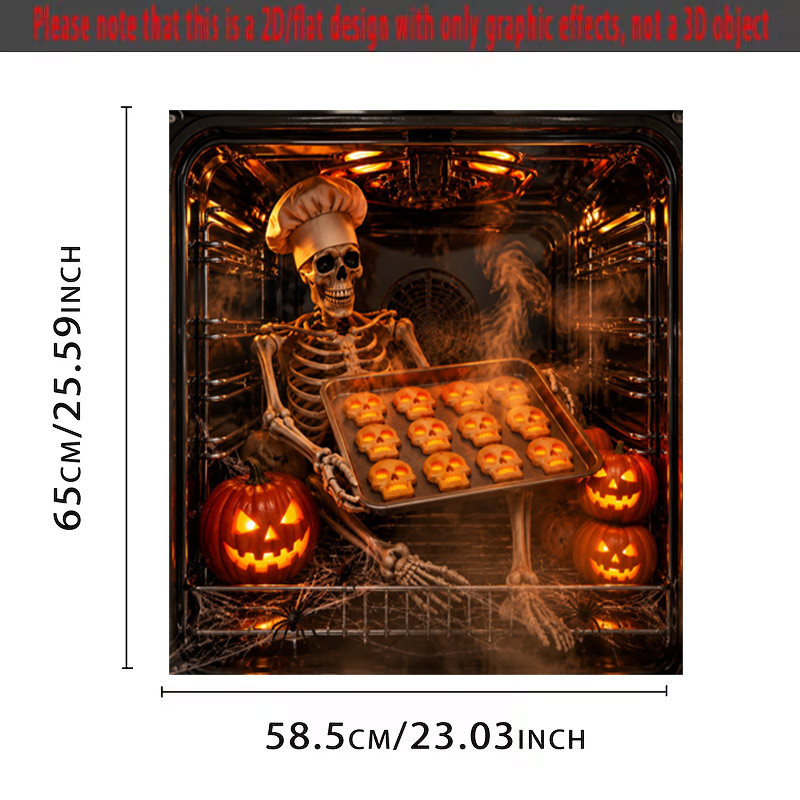 TEMU 2d Flat Decoration 1pc Halloween Pumpkin Cookie Dishwasher Door Cover Sticker, Home Decor Sticker, Easy To Clean, Self-adhesive, Perfect For