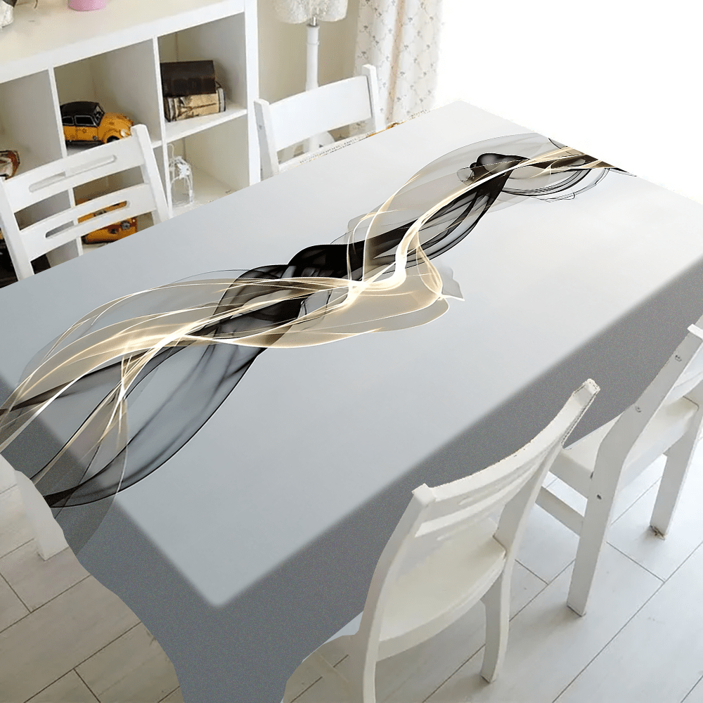 TEMU 1pc, Modern European-style Minimalist Tablecloth With Artistic Ribbon Pattern,,, Square, Suitable For Home, Kitchen, Dining Room, Parties, And