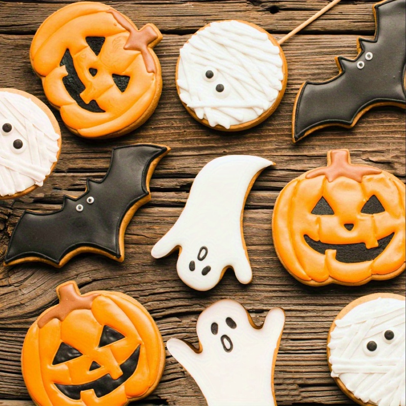 halloween cookie cutters set 4pcs high quality stainless steel baking molds bat pumpkin skull shaped cutters easy dishwasher safe for bakers diy cake decor for halloween thanksgiving Product details 2