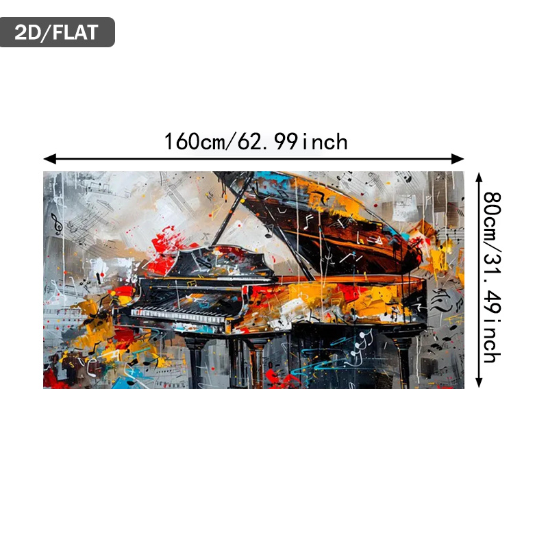 TEMU 1pc Modern Abstract Frameless Piano Key Wall Art - Horizontal Colorful Piano Keys Canvas Painting Suitable For Living Room, - 31.49"x62.99"