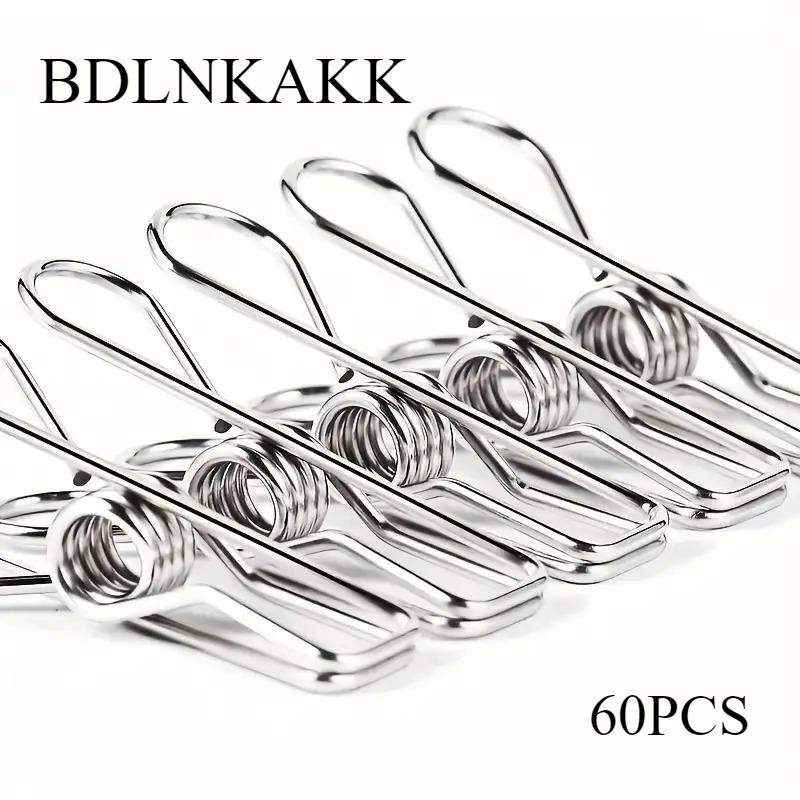 TEMU 60 pinces à linge premium en acier inoxydable - Clips utilitaires robustes et résistants à la rouille avec prise à ressort sécurisée, adaptés au