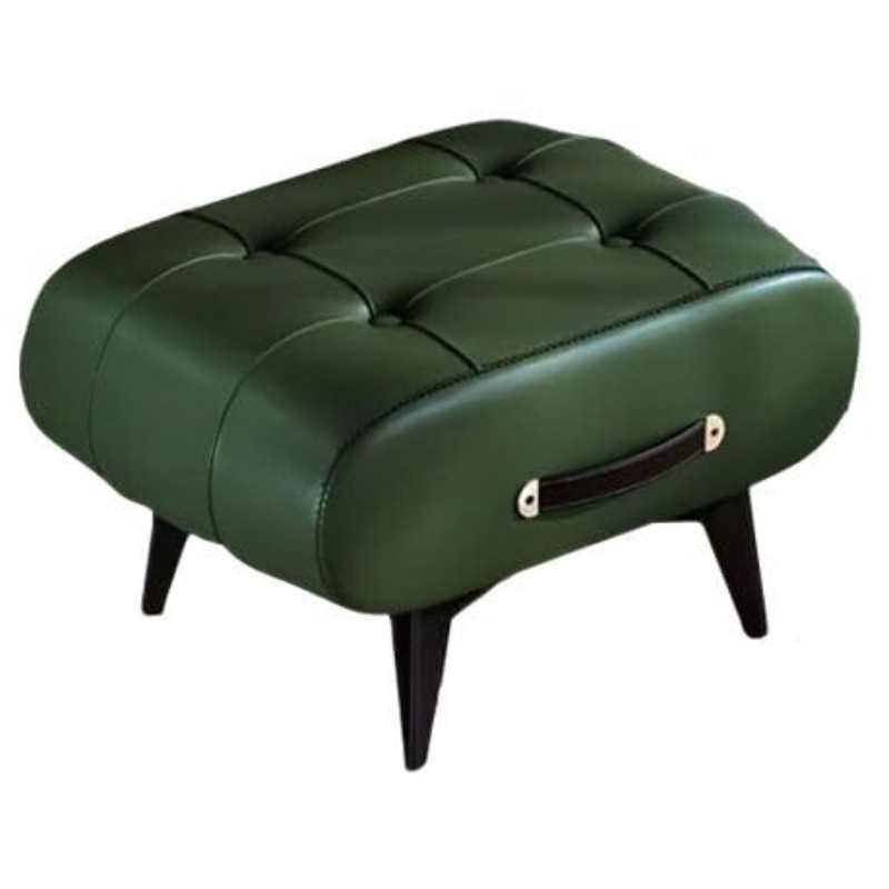 Decor Retro Scratch-Resistant Leather Ottoman Stool - 40cm Green