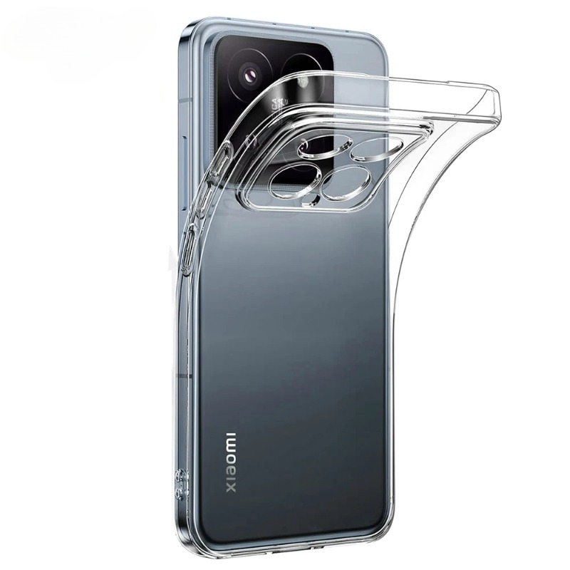 Custodia Xiaomi 14 Con Vetro Temperato – Cover In Silicone TPU Trasparente, Motivo Fiori Di Pera, Antiscivolo - 2