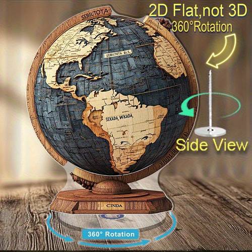 2d flat 2d flat rotating acrylic vintage map with landmarks modern 360 manual rotation pvc acrylic desktop decor unique gift for office or living room graduation season high exquisite travel enthusiasts holiday decoration home accent 2d flat
