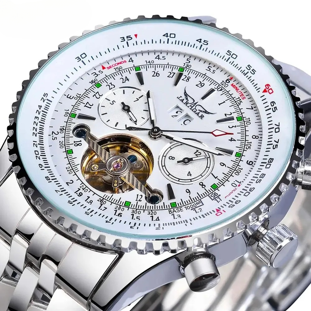 Men's Large Dial Pilot Watch, Automatic Mechanical Wristwatch, Multifunctional Business Casual With Date And Month, Without Battery