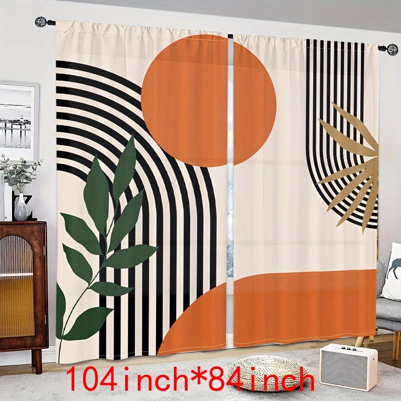 2 Painéis, Cortinas Decorativas para Sala de Estar com Estampa Digital Geométrica Abstrata 6