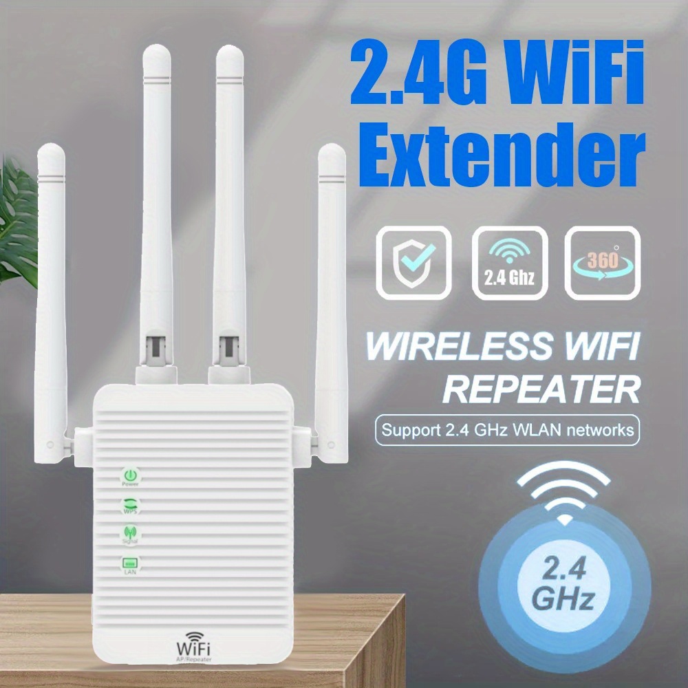 WiFi Range Extender Signal Booster, 300Mbps Wifi Extender for Home, Up to 8500 Sq. Ft Coverage, Supports 105 Devices, 4 External Antennas, Ethernet Port, WiFi Extender for Home & Office Use