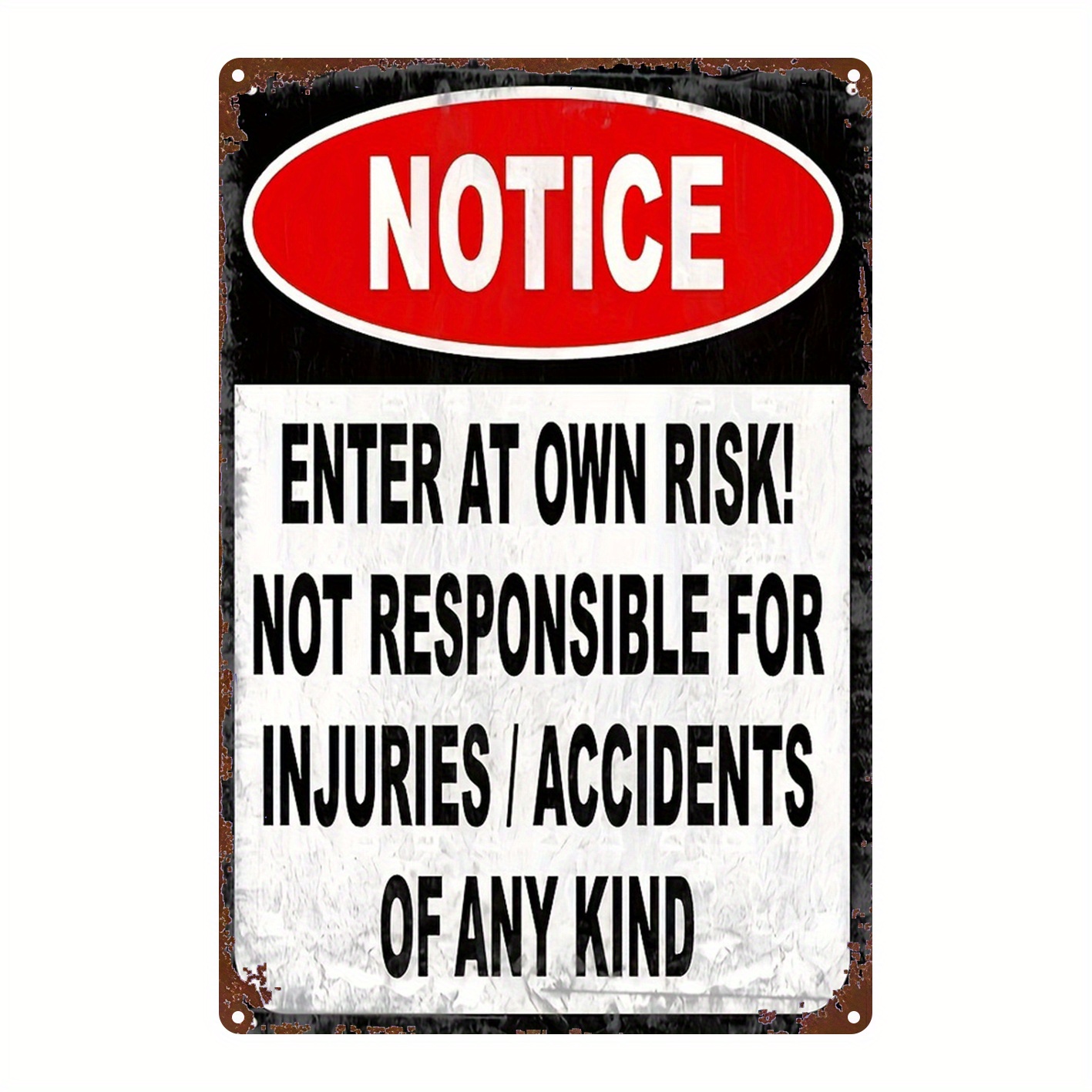 TEMU 1pc Wooden Warning Sign, Area, Safety Notice Plate, Industrial Style Decoration, Metal Texture, Vintage Design, Warning: Enter At Your Own , No