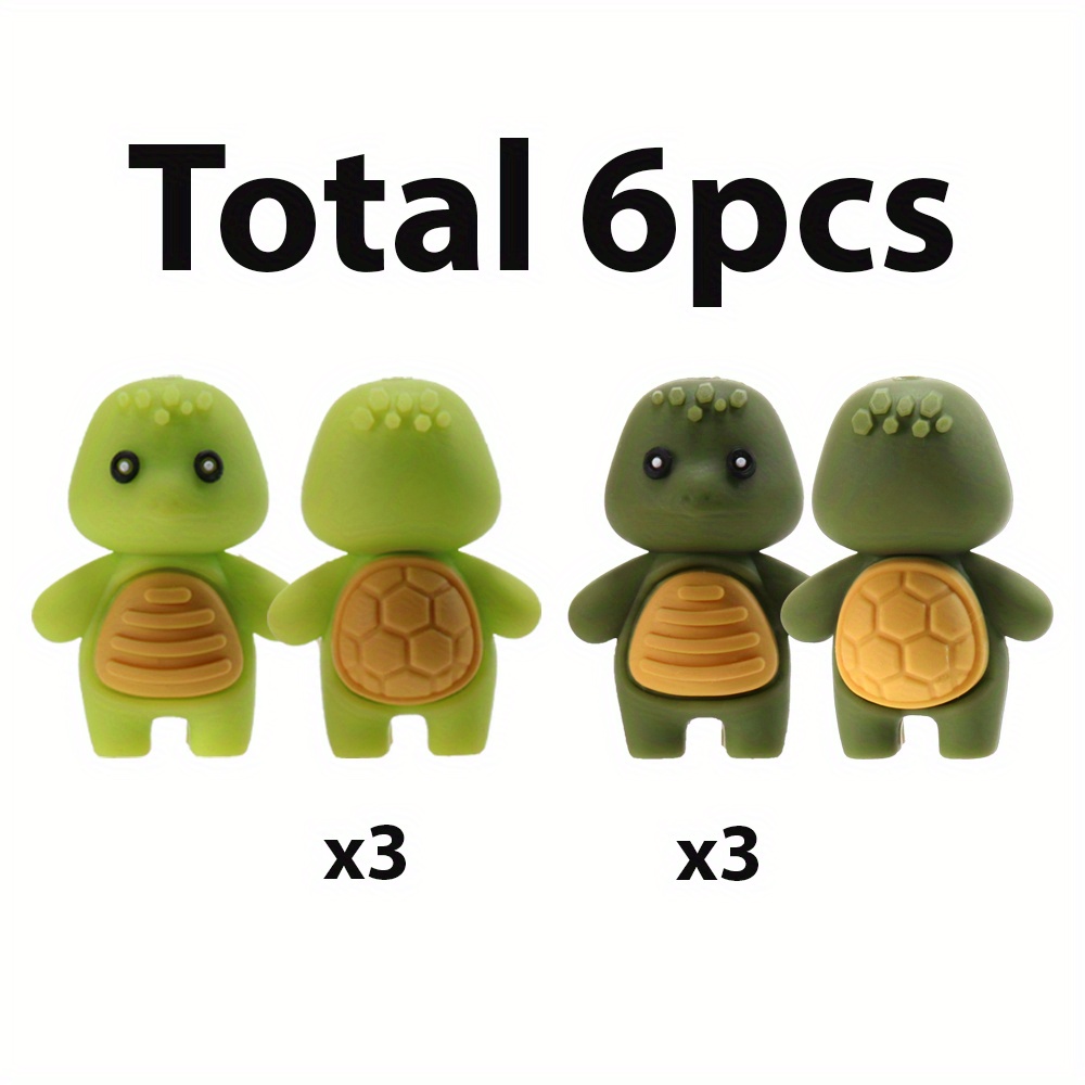 TEMU 6pcs 3d Animal Silicone Bead Turtle Silicone Beads For , Keychains & Crafts - Versatile Beads For Pens Necklaces Bracelets Lanyards Phone Charms Jewelry Making