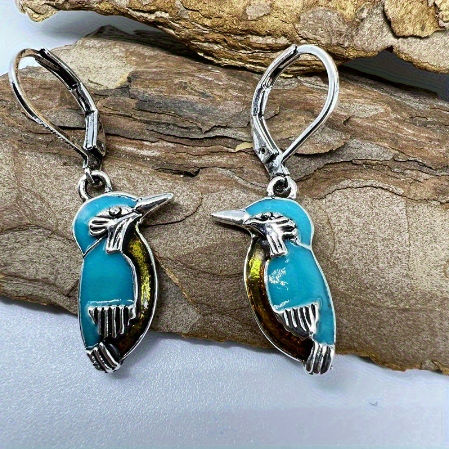 TEMU 2pcs Retro Vintage Bird Earrings For - Alloy Statement Jewelry With Intricate , Tones, Perfect Birthday, Anniversary,