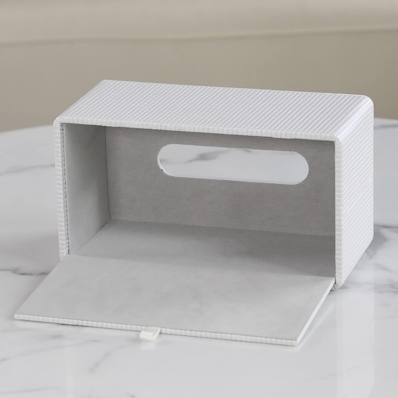 pu leather tissue box cover rectangle with magnetic closure modern tissue box holder for bathroom nightstands livingroom decorative tissue holder for 120   160(2ply) tissue box (white), tissue holder bathroom, decorative tissue box holder, tissue box holder vintage Product details 3