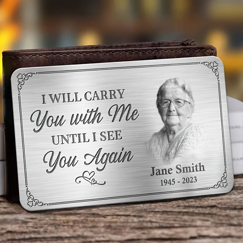 TEMU Custom Personalized Memorial Wallet Card, Printable With Of Photo, Name, And Date, A Gift For . Parents, Grandparents, , , Or Pets